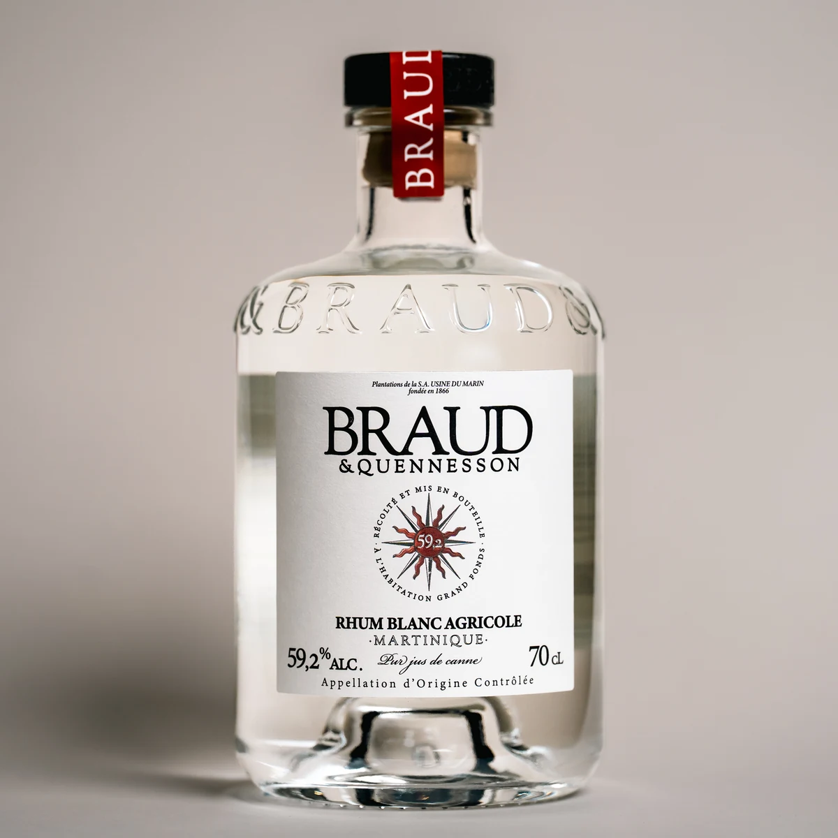 Bouteille de rhum blanc agricole Cap 59,2° Braud & Quennesson