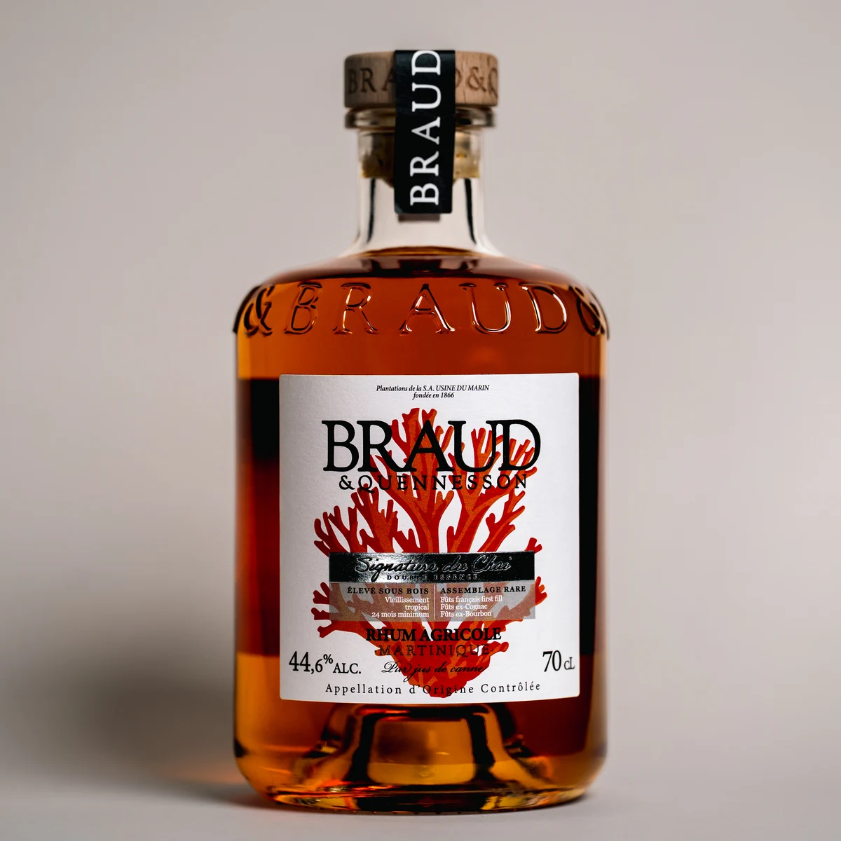 Bouteille de rhum élevé sous bois Signature du Chai 44,6° Braud & Quennesson