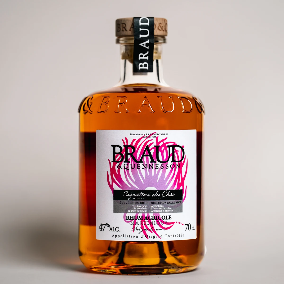 Bouteille de rhum élevé sous bois Signature du Chai 47° Braud & Quennesson